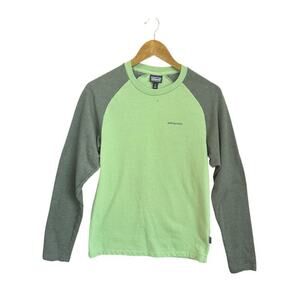 Patagonia Men’s P-6 Logo Lightweight Crew Sweatshirt Green/Gray XS‎ Cotton